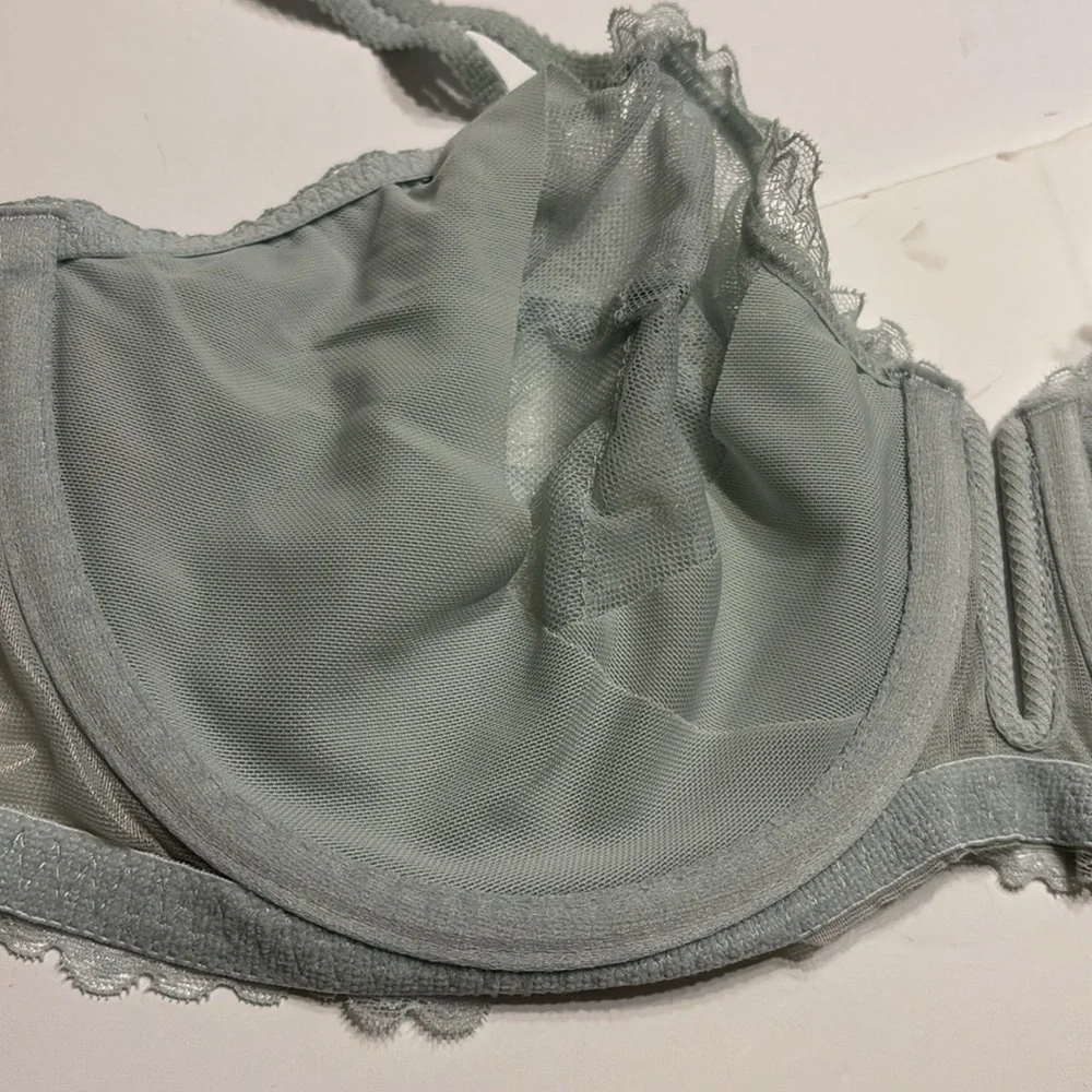 Auden Light Green Unlined Balconette Coverage Lace Underwire Bra